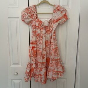 Urban Outfitters Orange and White Mini Dress